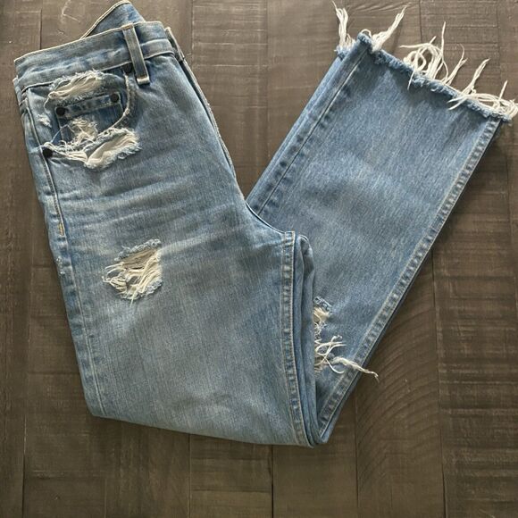 Rag & Bone Women’s Wide Leg Crop Distressed Jeans In Shaker Wash‎ Size 25 - Picture 3 of 15